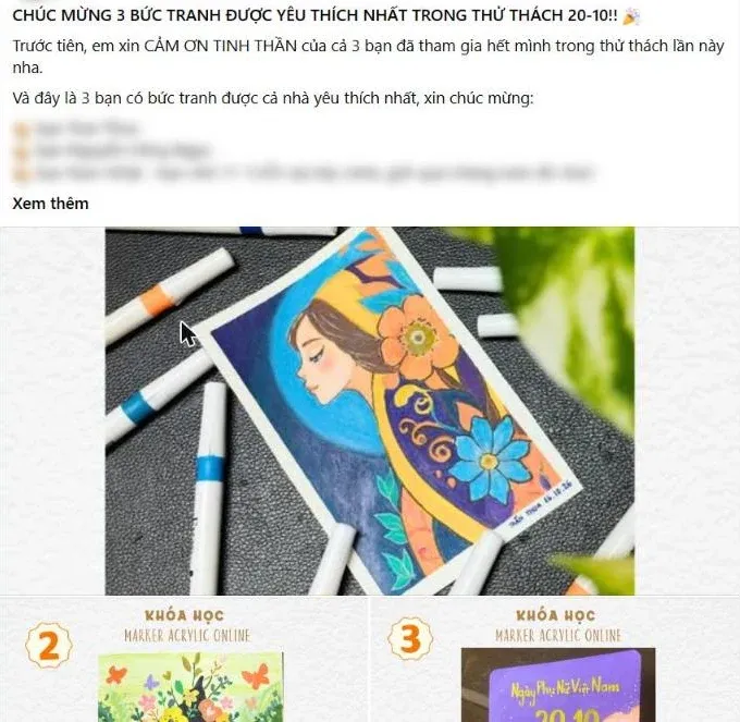 3 bức tranh được yêu thích nhất — ảnh chụp từ nhóm học viên