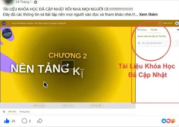 Tài liệu khóa học đã cập nhật — ảnh chụp từ nhóm học viên