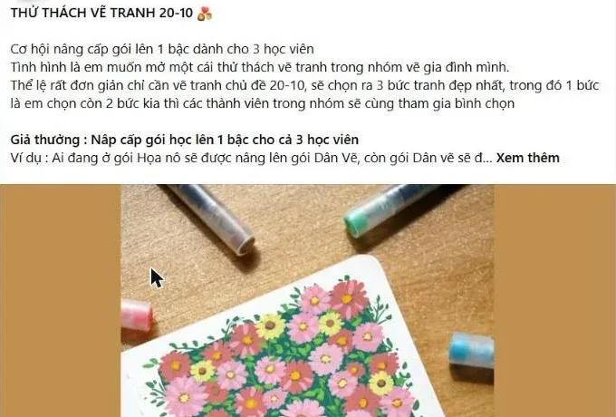 Thể lệ thử thách 20-10 — ảnh chụp từ nhóm học viên